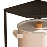 Kitchen Small Corner Shelf Rack Fan Shaped Space Saving Stable Carbon Steel Cookware Stand for Pots Pans 2 Layer Black 27x27x27.6cm - Extra Image