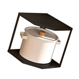 Kitchen Small Corner Shelf Rack Fan Shaped Space Saving Stable Carbon Steel Cookware Stand for Pots Pans 2 Layer Black 27x27x27.6cm - Extra Image