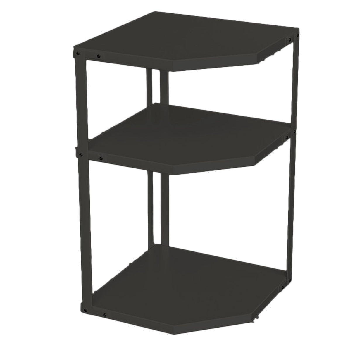 Kitchen Small Corner Shelf Rack Fan Shaped Space Saving Stable Carbon Steel Cookware Stand for Pots Pans 3 Layer Black 27x27x45.5cm