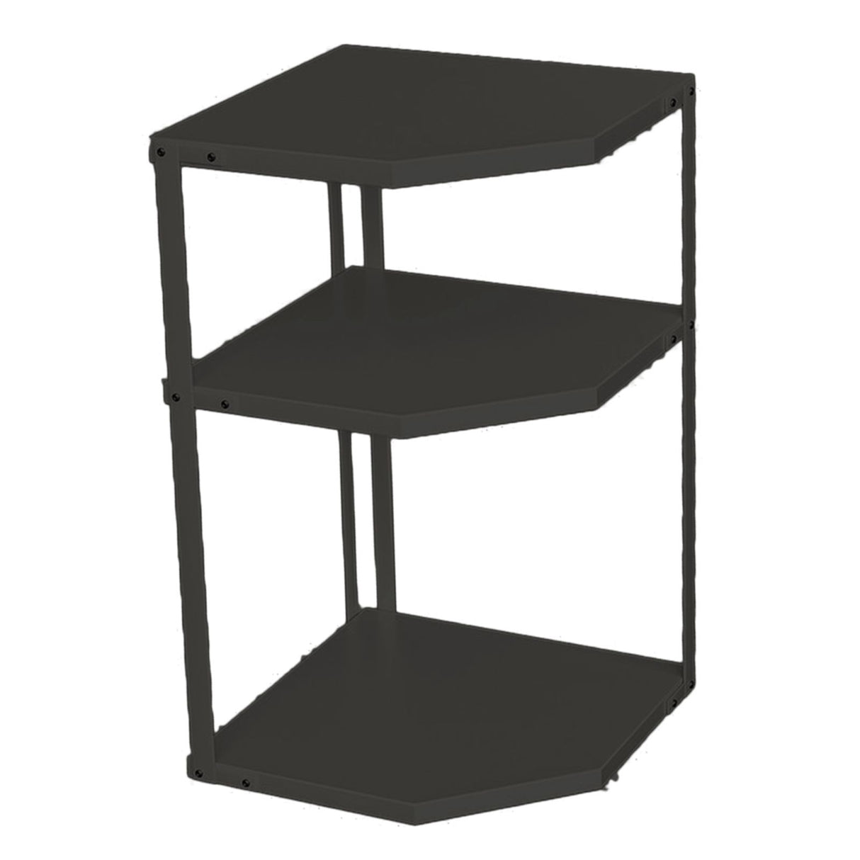 Kitchen Small Corner Shelf Rack Fan Shaped Space Saving Stable Carbon Steel Cookware Stand for Pots Pans 3 Layer Black 27x27x45.5cm