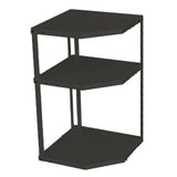 Kitchen Small Corner Shelf Rack Fan Shaped Space Saving Stable Carbon Steel Cookware Stand for Pots Pans 3 Layer Black 27x27x45.5cm - Front View