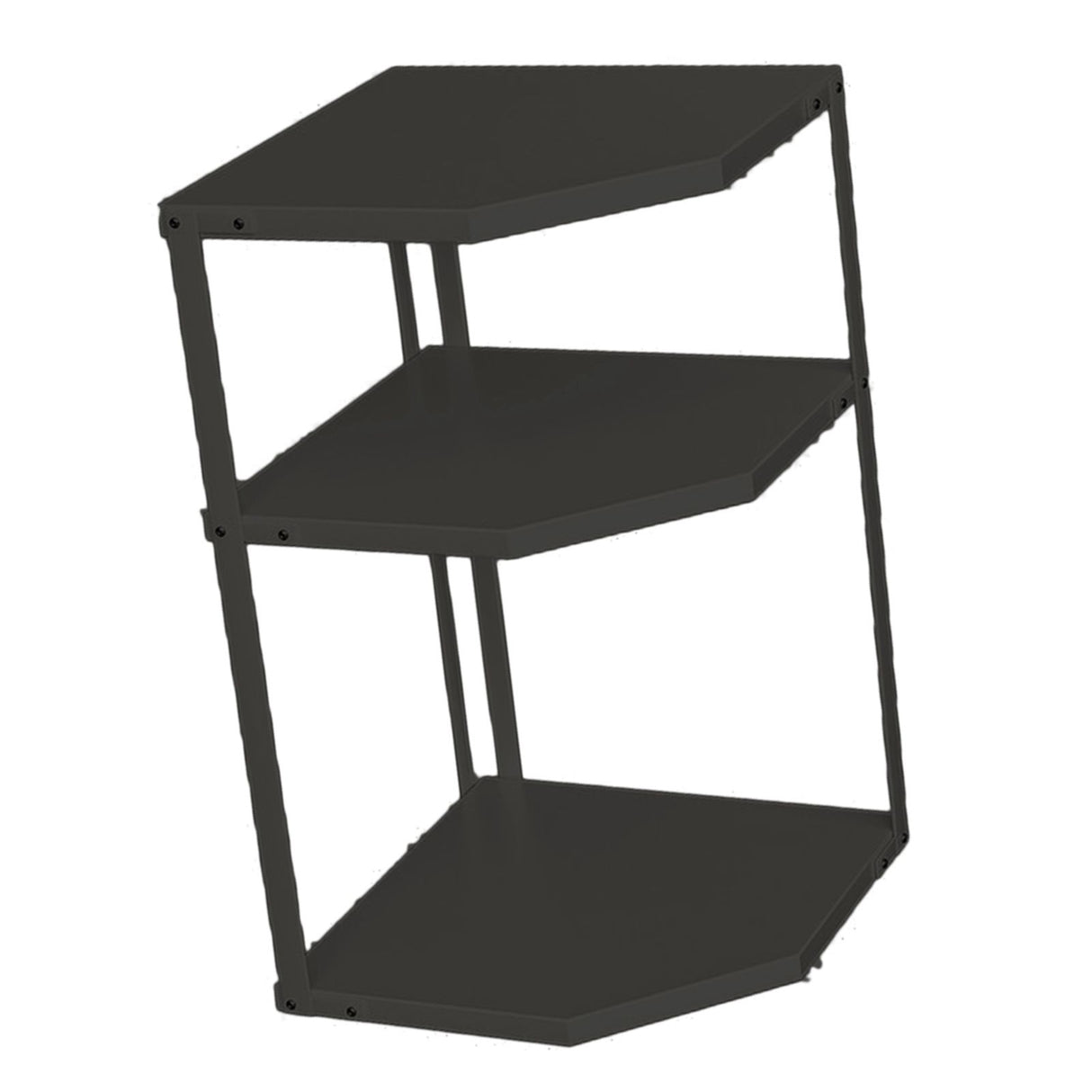 Kitchen Small Corner Shelf Rack Fan Shaped Space Saving Stable Carbon Steel Cookware Stand for Pots Pans 3 Layer Black 27x27x45.5cm