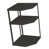 Kitchen Small Corner Shelf Rack Fan Shaped Space Saving Stable Carbon Steel Cookware Stand for Pots Pans 3 Layer Black 27x27x45.5cm - Side View