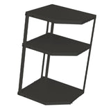 Kitchen Small Corner Shelf Rack Fan Shaped Space Saving Stable Carbon Steel Cookware Stand for Pots Pans 3 Layer Black 27x27x45.5cm - Top-Down View