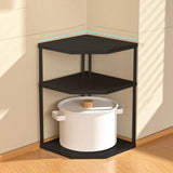 Kitchen Small Corner Shelf Rack Fan Shaped Space Saving Stable Carbon Steel Cookware Stand for Pots Pans 3 Layer Black 27x27x45.5cm - 45-Degree Angle