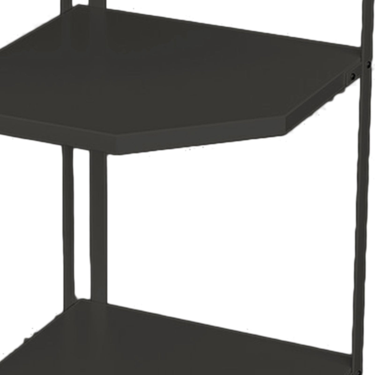 Kitchen Small Corner Shelf Rack Fan Shaped Space Saving Stable Carbon Steel Cookware Stand for Pots Pans 3 Layer Black 27x27x45.5cm