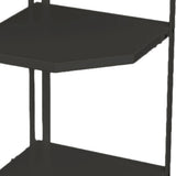Kitchen Small Corner Shelf Rack Fan Shaped Space Saving Stable Carbon Steel Cookware Stand for Pots Pans 3 Layer Black 27x27x45.5cm