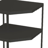 Kitchen Small Corner Shelf Rack Fan Shaped Space Saving Stable Carbon Steel Cookware Stand for Pots Pans 3 Layer Black 27x27x45.5cm - Low Angle