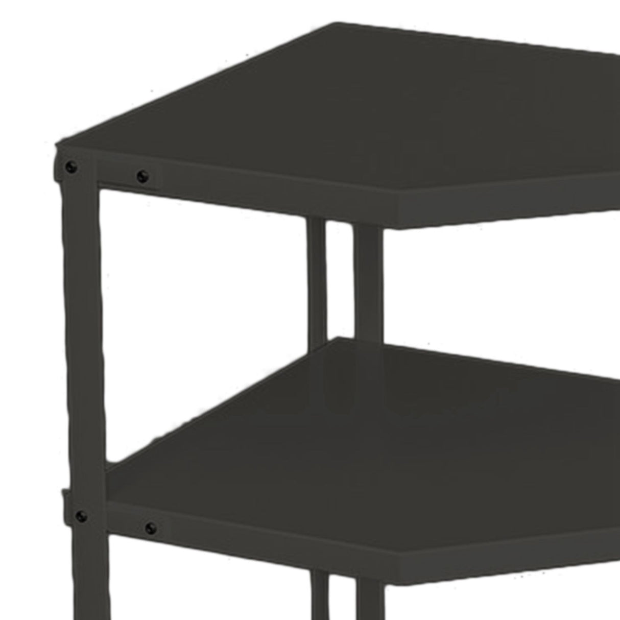 Kitchen Small Corner Shelf Rack Fan Shaped Space Saving Stable Carbon Steel Cookware Stand for Pots Pans 3 Layer Black 27x27x45.5cm