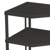 Kitchen Small Corner Shelf Rack Fan Shaped Space Saving Stable Carbon Steel Cookware Stand for Pots Pans 3 Layer Black 27x27x45.5cm