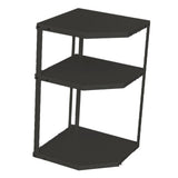 Kitchen Small Corner Shelf Rack Fan Shaped Space Saving Stable Carbon Steel Cookware Stand for Pots Pans 3 Layer Black 27x27x45.5cm