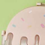 Bento Lunch Box for Kids Adults 3 Compartment Plastic Cute Ice Cream Lunch Snack Containers with Fork and Spoon for School Work Travel Pink