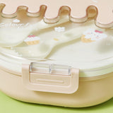 Bento Lunch Box for Kids Adults 3 Compartment Plastic Cute Ice Cream Lunch Snack Containers with Fork and Spoon for School Work Travel Pink - Extra Image