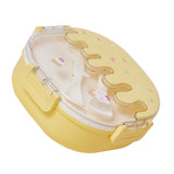 Bento Lunch Box for Kids Adults 3 Compartment Plastic Cute Ice Cream Lunch Snack Containers with Fork and Spoon for School Work Travel Yellow - Side View