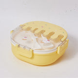 Bento Lunch Box for Kids Adults 3 Compartment Plastic Cute Ice Cream Lunch Snack Containers with Fork and Spoon for School Work Travel Yellow - Extra Image