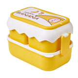 Cute Portable Students Lunch Box Microwaveable Children Cartoon Bento Box Independent Compartment Lunch Container Yellow