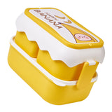 Cute Portable Students Lunch Box Microwaveable Children Cartoon Bento Box Independent Compartment Lunch Container Yellow - Top-Down View
