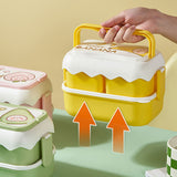 Cute Portable Students Lunch Box Microwaveable Children Cartoon Bento Box Independent Compartment Lunch Container Yellow - Low Angle