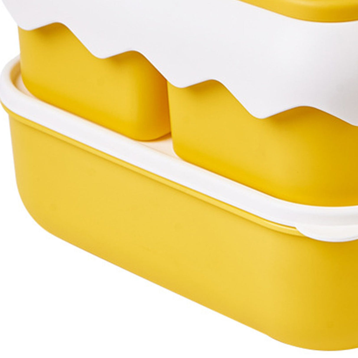 Cute Portable Students Lunch Box Microwaveable Children Cartoon Bento Box Independent Compartment Lunch Container Yellow