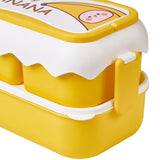 Cute Portable Students Lunch Box Microwaveable Children Cartoon Bento Box Independent Compartment Lunch Container Yellow - Extra Image