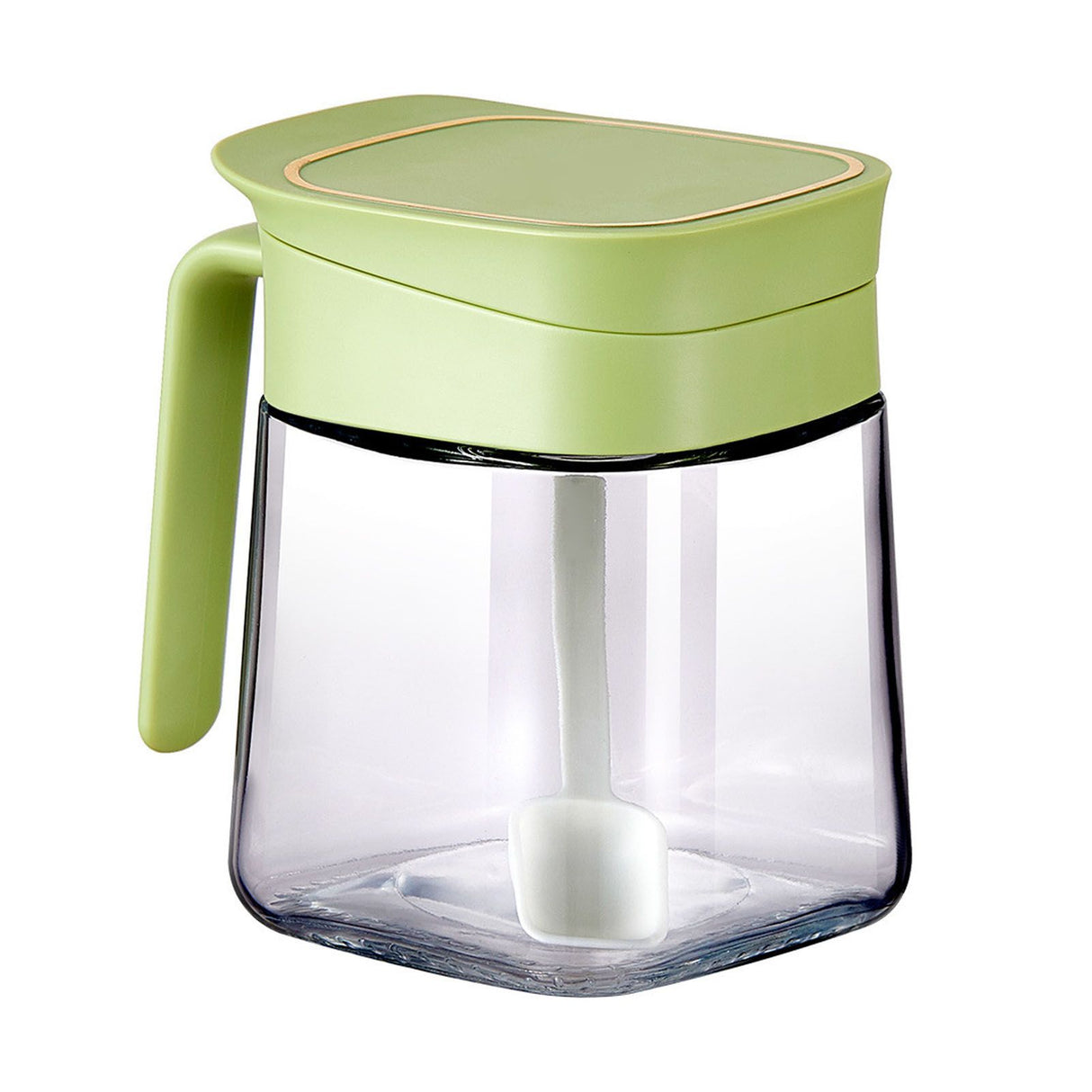 Spice Jar Glass Transparent Salt Sugar Pepper Seasoning Container Bottle for Home Kitchen Green