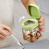 Spice Jar Glass Transparent Salt Sugar Pepper Seasoning Container Bottle for Home Kitchen Green