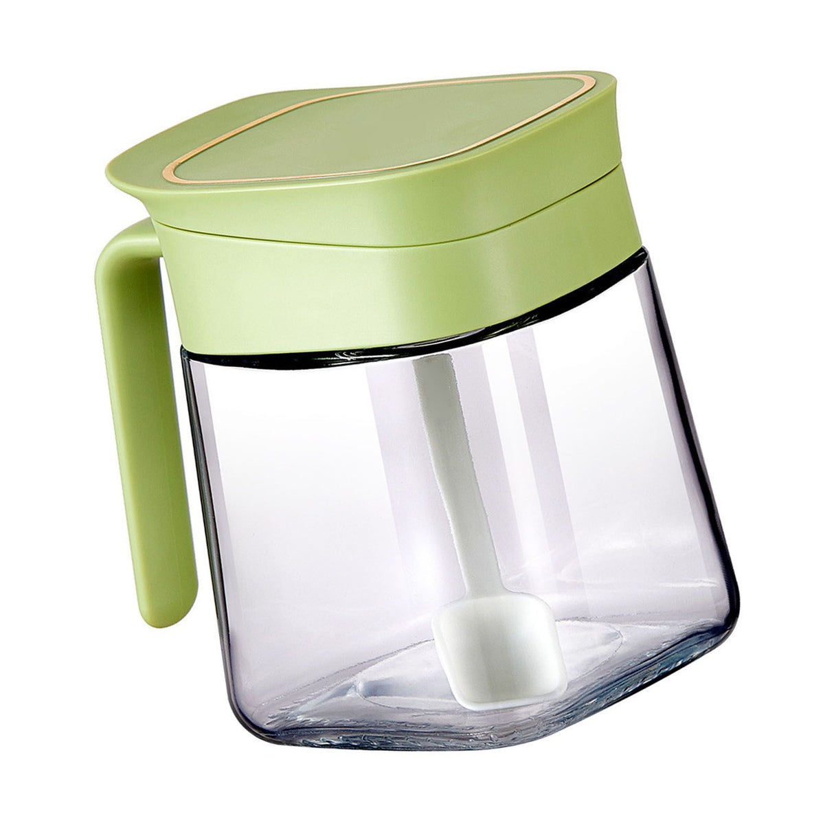 Spice Jar Glass Transparent Salt Sugar Pepper Seasoning Container Bottle for Home Kitchen Green
