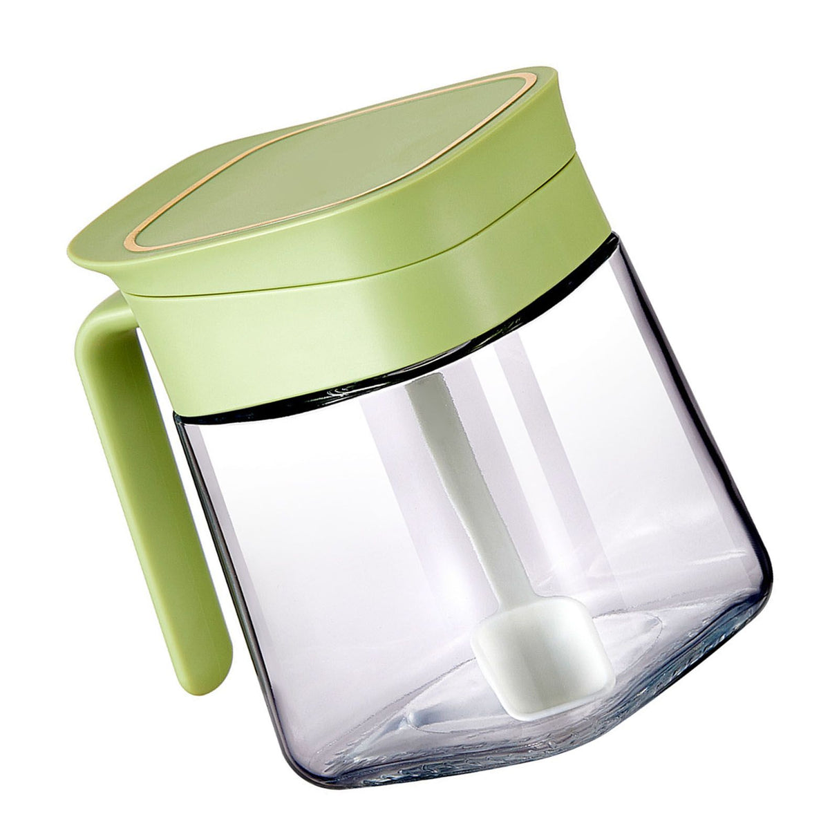 Spice Jar Glass Transparent Salt Sugar Pepper Seasoning Container Bottle for Home Kitchen Green