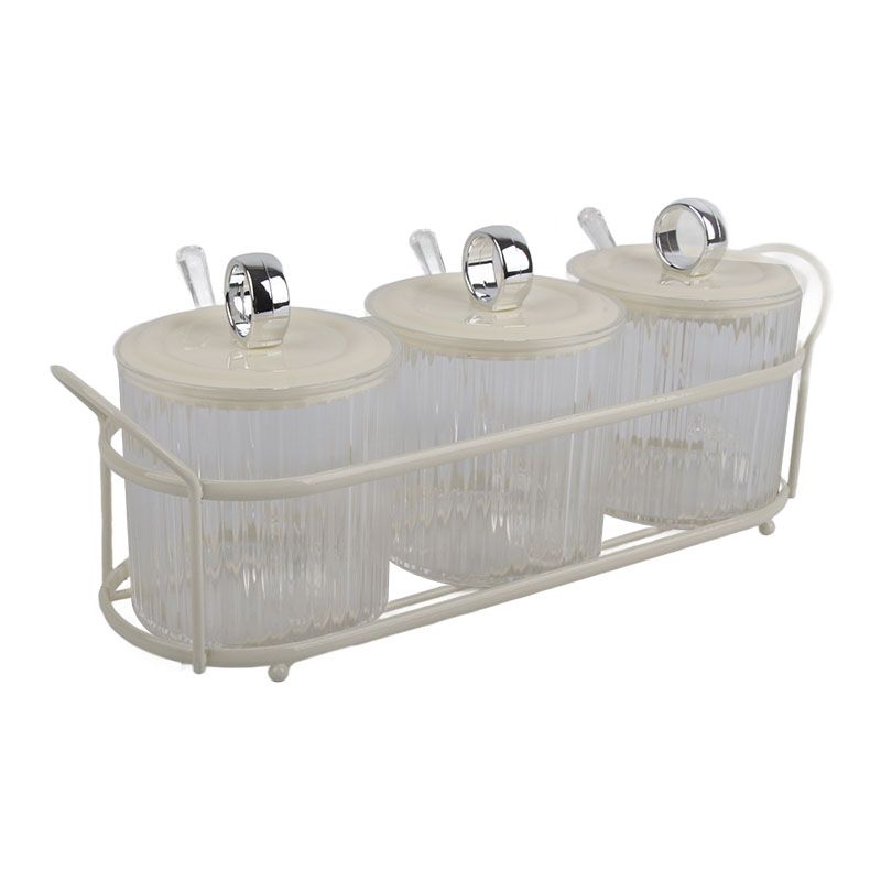 Spice Box Set Nordic Style Visual Innovative Household Movable Kitchen Spice Pot with Iron Rack and Spoon 3PCS Set