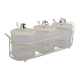 Spice Box Set Nordic Style Visual Innovative Household Movable Kitchen Spice Pot with Iron Rack and Spoon 3PCS Set - Front View