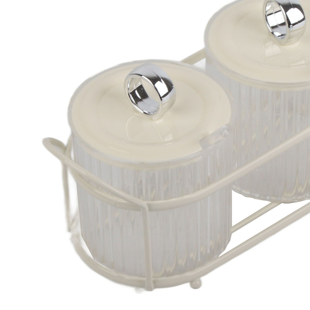 Spice Box Set Nordic Style Visual Innovative Household Movable Kitchen Spice Pot with Iron Rack and Spoon 3PCS Set