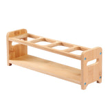Seasoning Storage Stand Bamboo Wood 4 Holes Multifunctional Anti Slip Space Saving Oil Bottle Rack Kitchen Supplies Square Slots