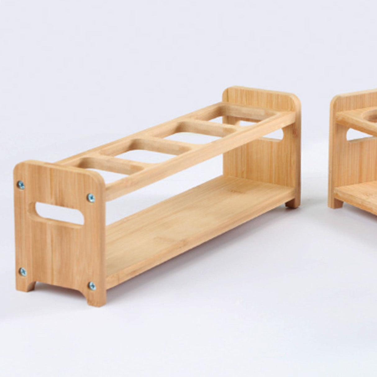 Seasoning Storage Stand Bamboo Wood 4 Holes Multifunctional Anti Slip Space Saving Oil Bottle Rack Kitchen Supplies Square Slots