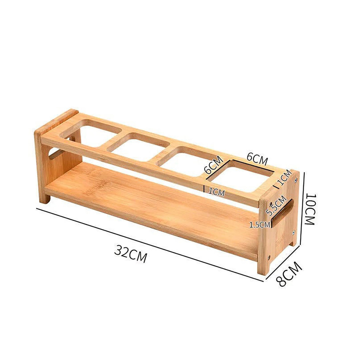 Seasoning Storage Stand Bamboo Wood 4 Holes Multifunctional Anti Slip Space Saving Oil Bottle Rack Kitchen Supplies Square Slots