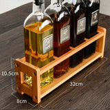 Seasoning Storage Stand Bamboo Wood 4 Holes Multifunctional Anti Slip Space Saving Oil Bottle Rack Kitchen Supplies Square Slots - Extra Image