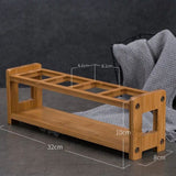 Seasoning Storage Stand Bamboo Wood 4 Holes Multifunctional Anti Slip Space Saving Oil Bottle Rack Kitchen Supplies Square Slots