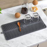 Silicone Drainage Pad Multipurpose Waterproof Collapsible Heat Resistance Thicken Silicone Dish Drying Mat for Kitchen Bar