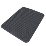 Rectangular Silicone Dish Drying Mat Heat Insulation Anti Slip Dish Drying Mat with Built in Drain Lip for Kitchen Counter Small Size