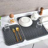 Rectangular Silicone Dish Drying Mat Heat Insulation Anti Slip Dish Drying Mat with Built in Drain Lip for Kitchen Counter Small Size - Extra Image