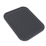 Rectangular Silicone Dish Drying Mat Heat Insulation Anti Slip Dish Drying Mat with Built in Drain Lip for Kitchen Counter Large Size