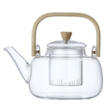 Household Teapot 1000ml Large Capacity Multifunctional Borosilicate Teapot with Bamboo Handle
