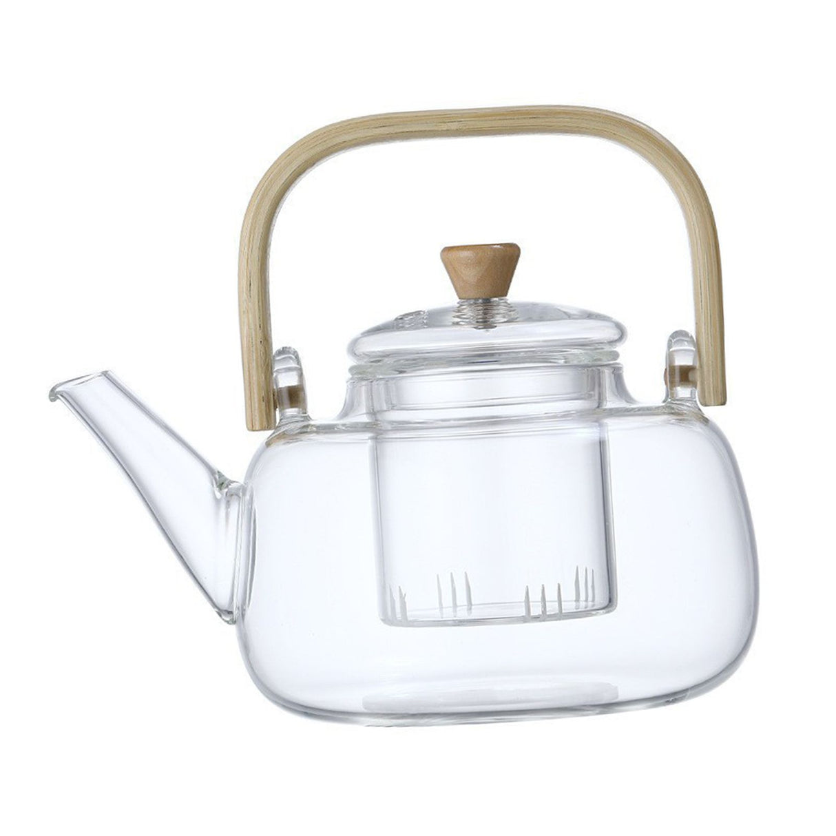 Household Teapot 1000ml Large Capacity Multifunctional Borosilicate Teapot with Bamboo Handle