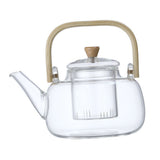 Household Teapot 1000ml Large Capacity Multifunctional Borosilicate Teapot with Bamboo Handle