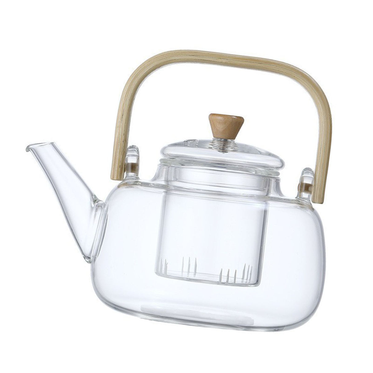 Household Teapot 1000ml Large Capacity Multifunctional Borosilicate Teapot with Bamboo Handle