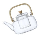 Household Teapot 1000ml Large Capacity Multifunctional Borosilicate Teapot with Bamboo Handle - Top-Down View