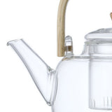 Household Teapot 1000ml Large Capacity Multifunctional Borosilicate Teapot with Bamboo Handle - Close-Up Angle