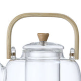 Household Teapot 1000ml Large Capacity Multifunctional Borosilicate Teapot with Bamboo Handle - Low Angle