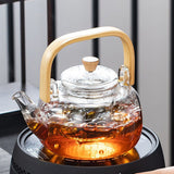 Household Teapot 1000ml Large Capacity Multifunctional Borosilicate Teapot with Bamboo Handle - Extra Image