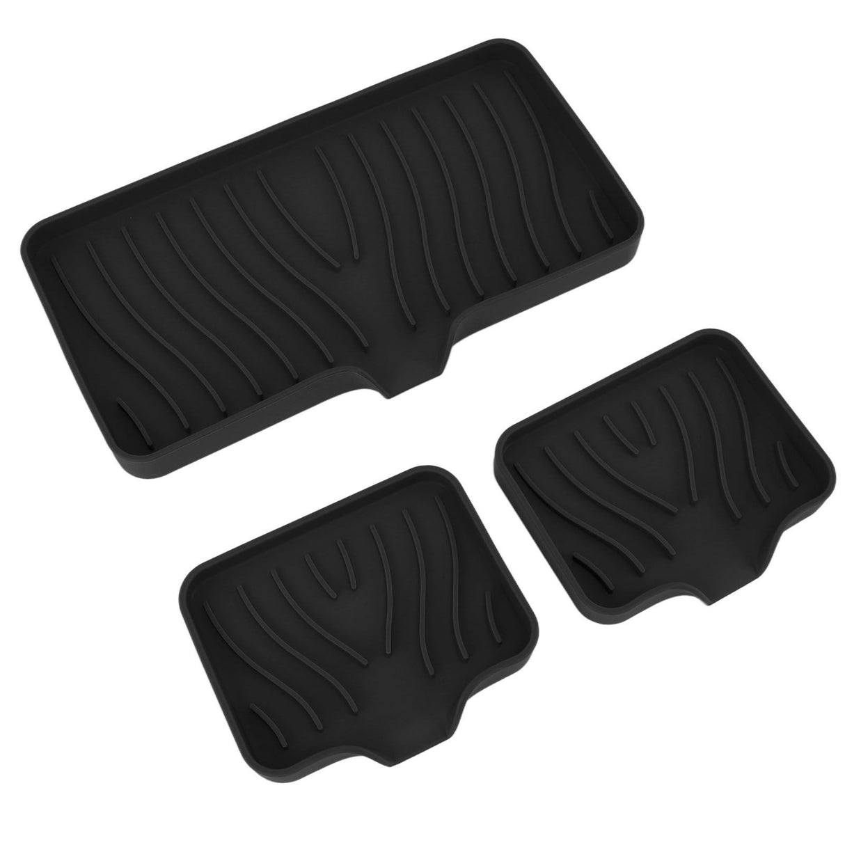 Kitchen Soap Tray Countertop Silicone Sink Deflector Sponge Holder for Bathroom Toilet Black