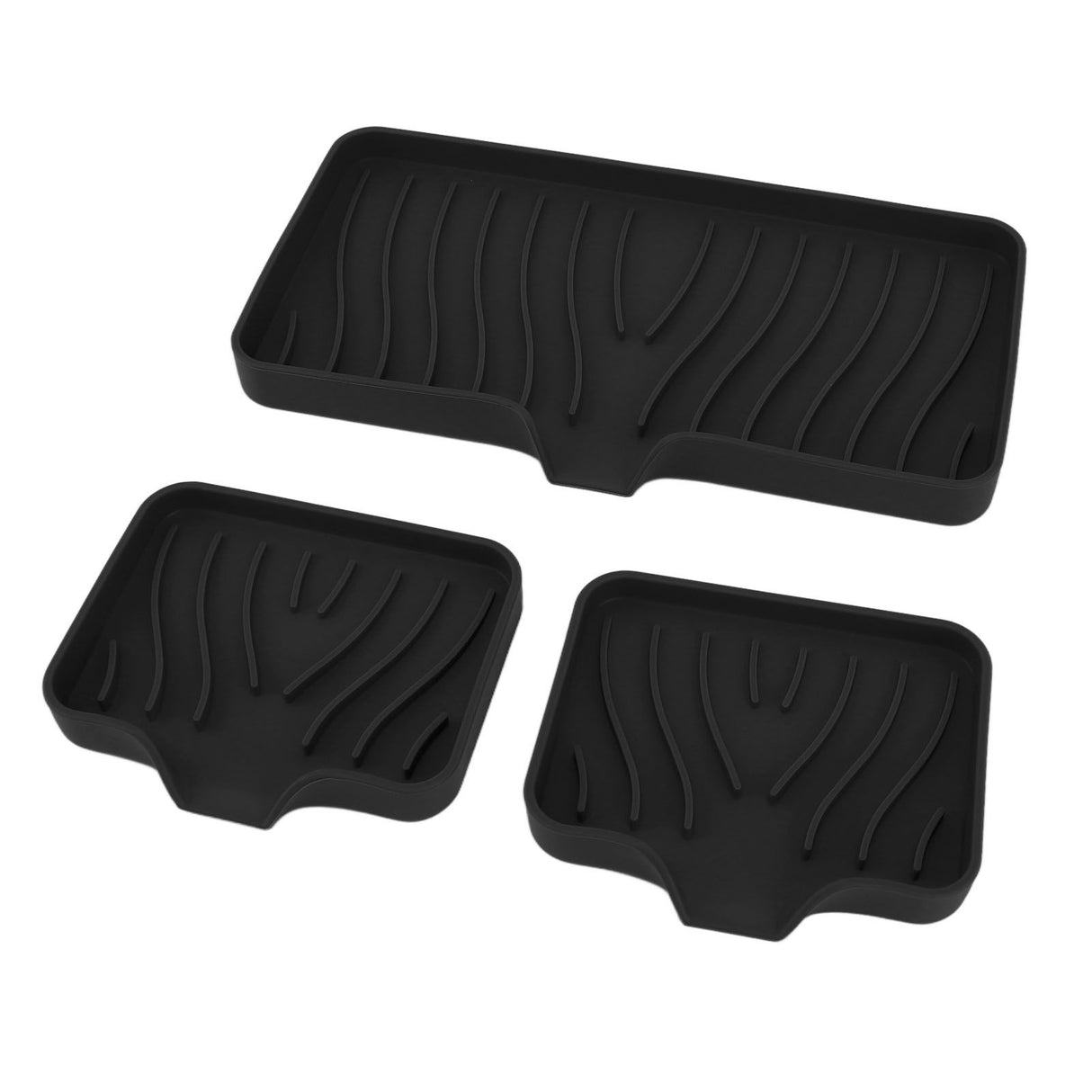 Kitchen Soap Tray Countertop Silicone Sink Deflector Sponge Holder for Bathroom Toilet Black